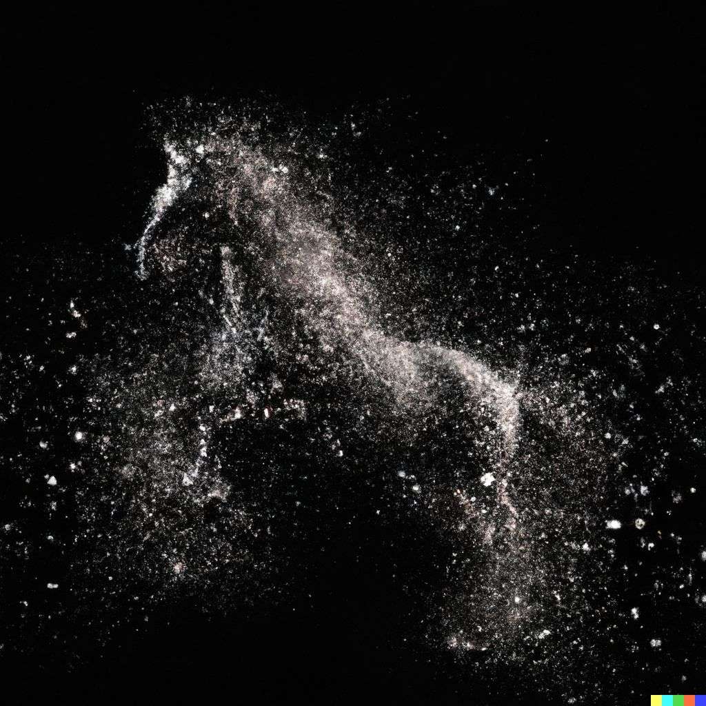 a horse, particle explosion, digital art